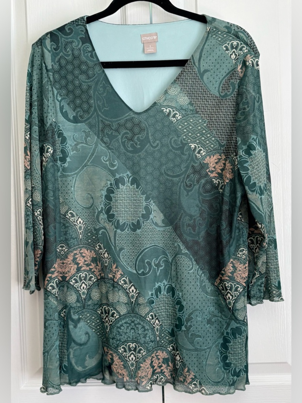 Chicos Women’s Top, Long Sleeve, Sage green, size Chico 3